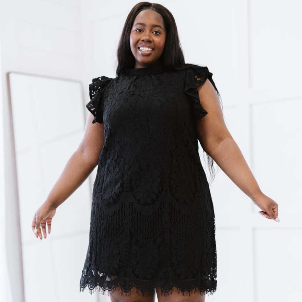 Lace Flutter Sleeve Dress